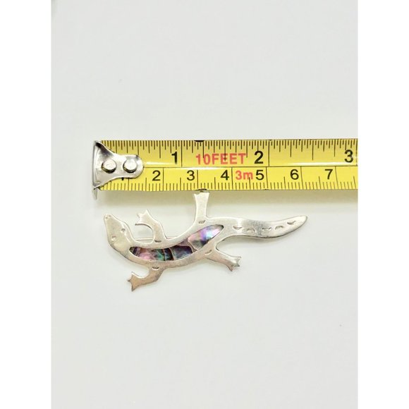 Vintage Alpaca Silver Mexico Lizard Gecko Pin Brooch with Abalone Shell Inlay - Picture 10 of 10